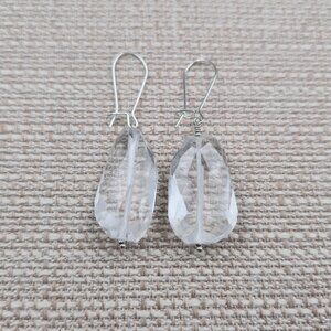 Sterling Silver Faceted Large Quartz Stone Earrings A6535